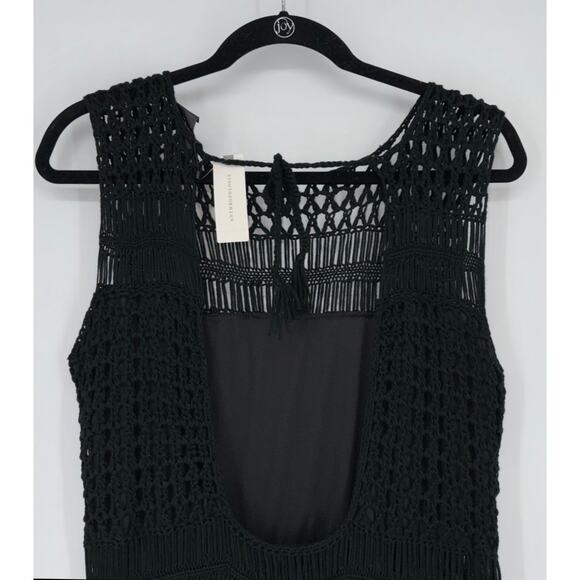 NEW Anthropologie Line & Dot Crochet Dress Black Large Lined Cut Out Back Accent - Picture 5 of 9